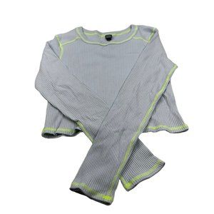 Wild Fable Women's Sz Large Long Sleeve Slim Fit Baby Ribbed Tee Shirt Blue NWOT